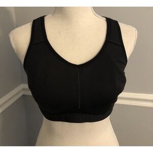 Athleta Athletic Sports Bra Size 38B Black Work Out lightly padded Adjustable